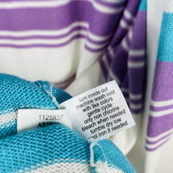 Lane Bryant Size 26 28 Striped Classic Short Sleeve Open Front Cardigan Sweater - Picture 7 of 7